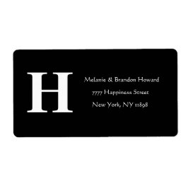 Etiqueta Simples Elegante Monograma Branco Branco Monograma