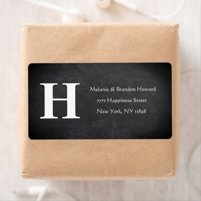 Etiqueta Simples Elegante Monograma Branco Branco Monograma (Insitu)