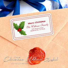 Etiqueta Simples Holly Berries Watercolor Endereço de Natal