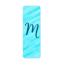 Etiqueta simples linhas de aquarela azul adicione seu monog