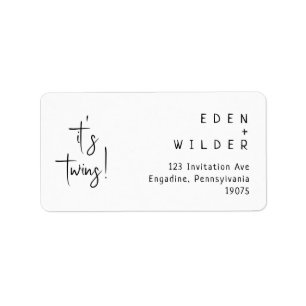 Etiqueta Simples Moderno Endereço de devolução RSVP de Twin