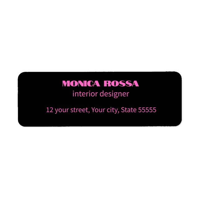 Etiqueta Simples profissional Neon Pink Preto (Frente)