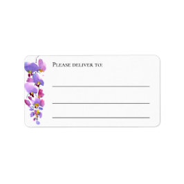 Etiqueta Simples Purple Floral Watercolor