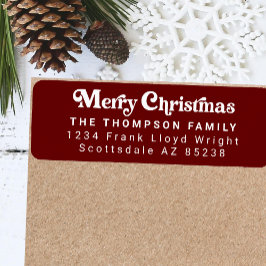 Etiqueta Simples Trendy Retro Red Christmas Return Endereço