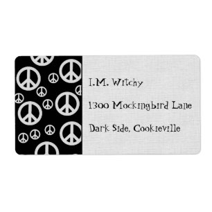 Etiqueta Sinais de paz preto e branco