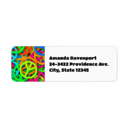 Etiqueta Sinal de Paz Padrão Groovy Sessenta Vibe