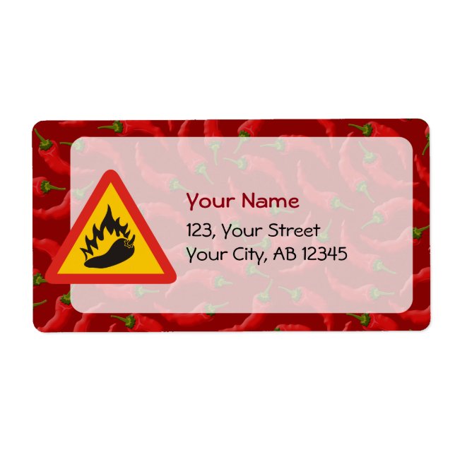 Etiqueta Sinal de perigo de pimenta quente (Frente)