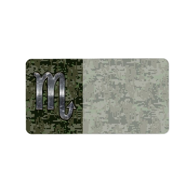 Etiqueta Sinal Scorpio Zodiac Camo Digital Woodland (Frente)
