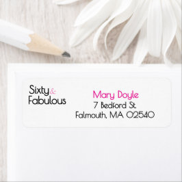 Etiqueta Sixty Fabulous Birthday Chic Pink & Black