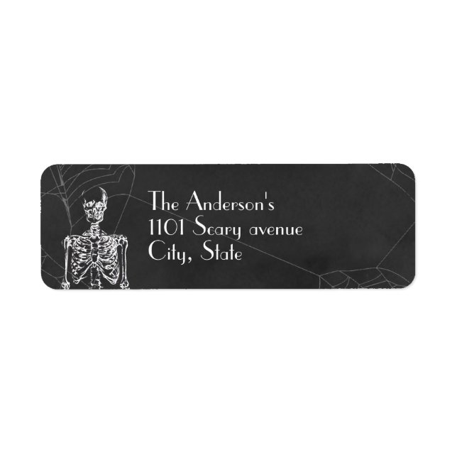 Etiqueta Skeleton Halloween Spider Web (Frente)
