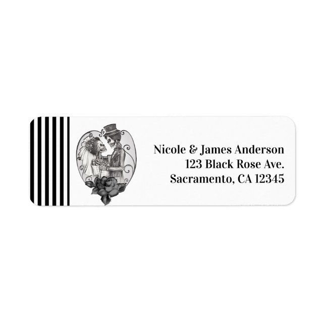 Etiqueta Skeleton Love Casal Dance Gothic Weding (Frente)