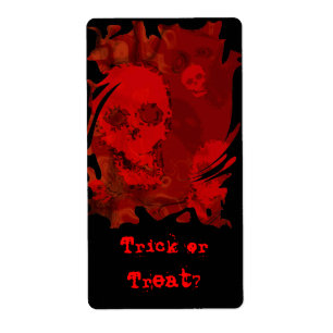 Etiqueta Skull Specters Red Swirl 'Trick or Tratat? etiquet