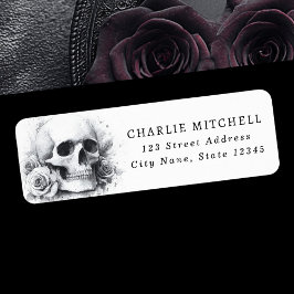 Etiqueta Skull with roses Halloween return address