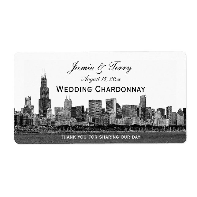Etiqueta Skyline Chicago Etapa H Vinho Rótulo (Frente)
