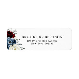 Etiqueta Slate Blue Burgundy White Ivory Endereço para devo