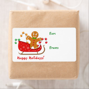 Etiqueta Sledding Gingerbread Man Natal Gift Tag