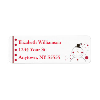 Etiqueta Smiling Snowman Personalizado Name and Address Lab
