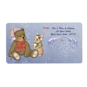Etiqueta Snowflake Bear & Bunny Shipping Label