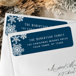 Etiqueta Snowflake Blue Christmas Holiday Return Address