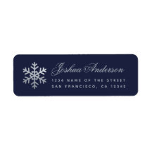 Snowflake Navy Blue Faux Silver Winter Holidays 