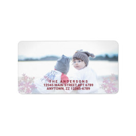 Etiqueta Snowflake Pink Opal Na moda Natal Adicionar Foto