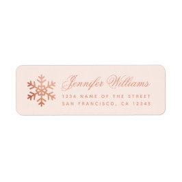 Etiqueta Snowflake Pink & Rose Gold Elegant Script Holidays