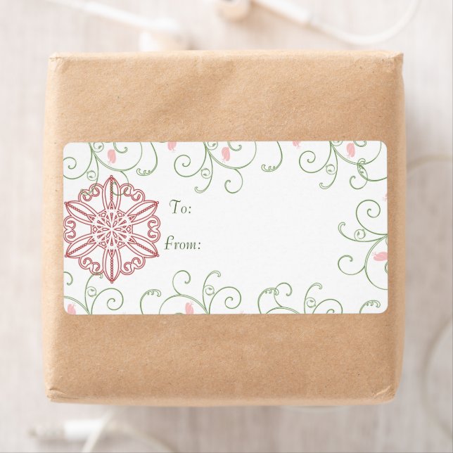Etiqueta Snowflake Swirl natal Dicas (Insitu)