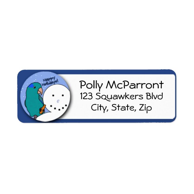 Etiqueta Snowman Blue Parrotlet (Frente)