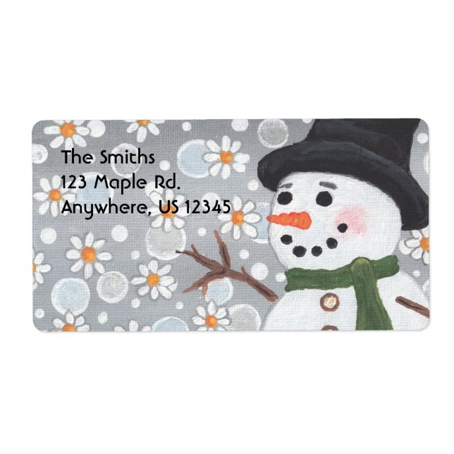 Etiqueta Snowman Snowstorm, The Smiths123 Maple Rd.Anywh.. (Frente)