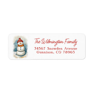 Etiqueta Snowman Whimsical em Orange Knit Boné e Scarf
