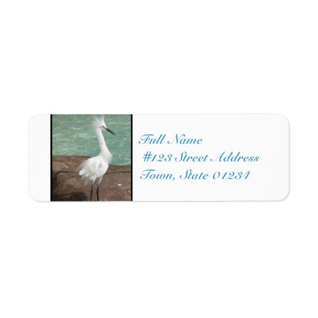 Etiqueta Snowy Egret Bird (Frente)