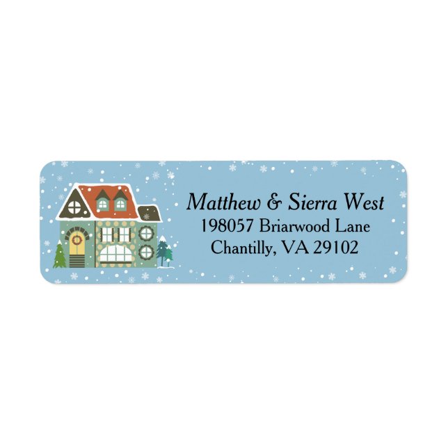Etiqueta Snowy Natal Holiday Home (Frente)