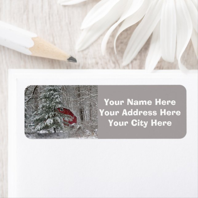 Etiqueta Snowy Red Barn (Insitu)