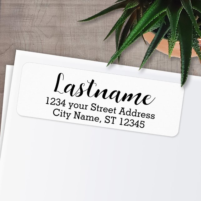 Etiqueta Sobrenome - Fonte do Script Boulevard - Endereço d (Personalized Return Address Labels)