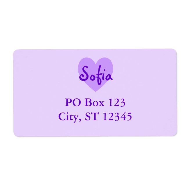 Etiqueta Sofia em Purple (Frente)