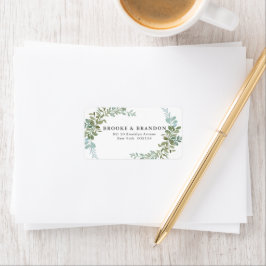 Etiqueta Soft Green Eucalyptus Watercolor Rustic Wedding