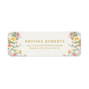 Etiqueta Soft Pastel Ornate Jardim de Primavera Boda Dourad