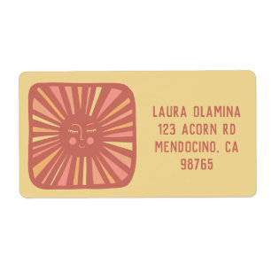 Etiqueta Sol brilhante e cor-de-rosa encantador PERSONALIZA