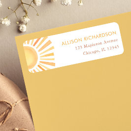 Etiqueta Sol de Boho mudo tons amarelos neutros