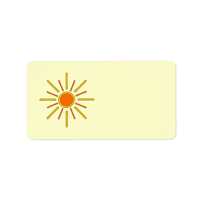 Etiqueta Sol de verão. Amarelo e laranja. (Frente)