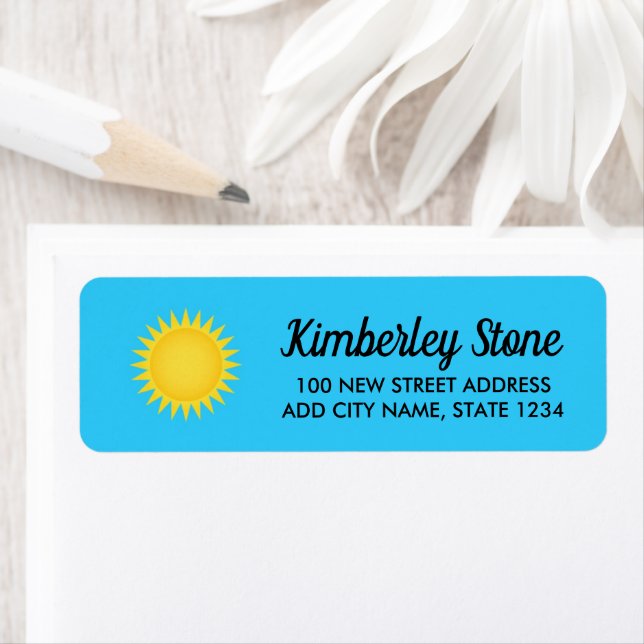 Etiqueta Sol no céu azul claro (Insitu)