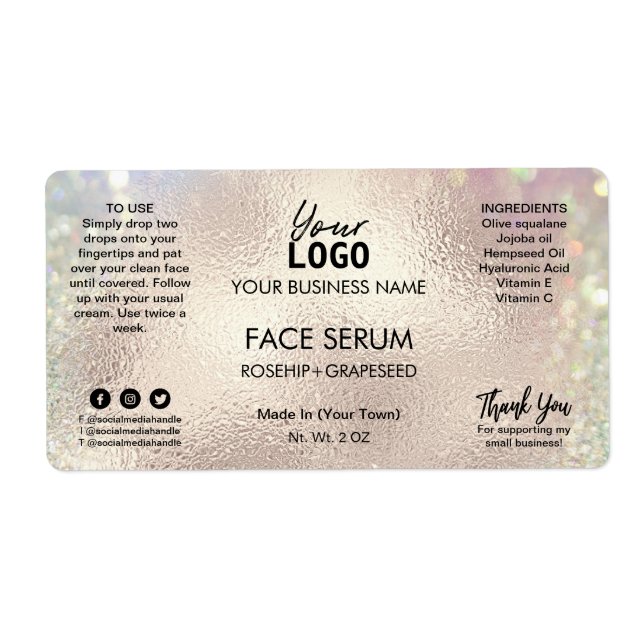 Etiqueta Sombreamento do Rosa Dourado Serum (Frente)