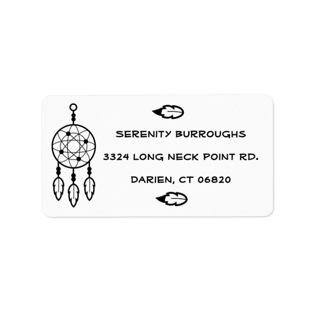 Etiqueta Sonho Tribal Catcher Boho Penas Nativas Americanas (Frente)