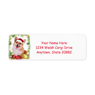 Etiqueta Sorriso Welsh Corgi com Santa Hat