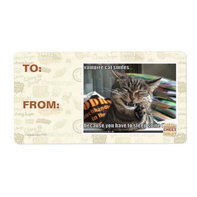 Etiqueta sorrisos vampiros de gato (Frente)