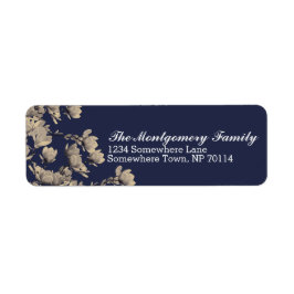 Etiqueta Southern Beige Magnolias & Midnight Blue