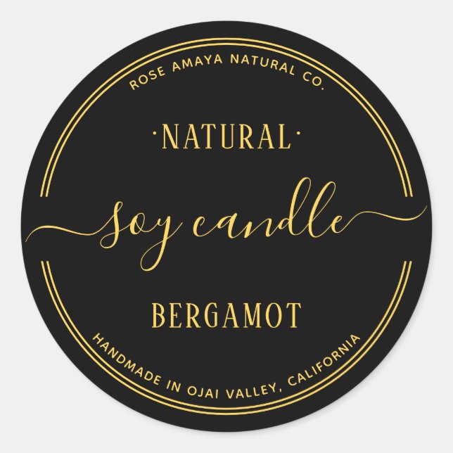 Etiqueta Spa De Bela Vela Dourada E Preta Moderna (Frente)