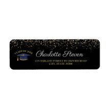 Sparkle Black e Dourado Graduação Endereço de Reto