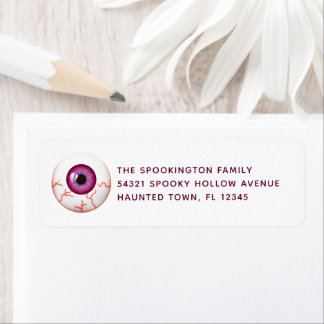 Etiqueta Spooky Bloodshot Eyeball Halloween Endereço de Ret