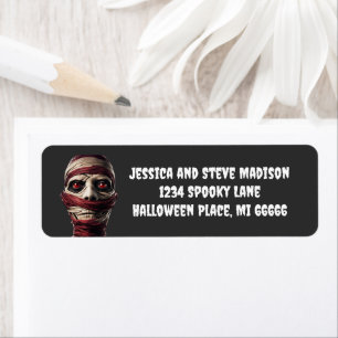 Etiqueta Spooky Mummy Halloween Ghoul Zombie Endereço de Re